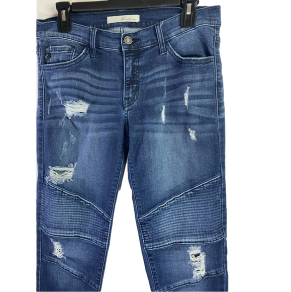 KanCan Estilo Skinny Moto Distressed Ankle Fray Raw Hem Size 9W 28 EUC - Picture 3 of 11